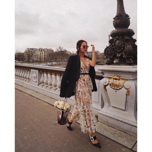 💕SELF-PORTRAIT💕 Star Mesh Embroidered Midi Dress ~ US 4 - Picture 4 of 16